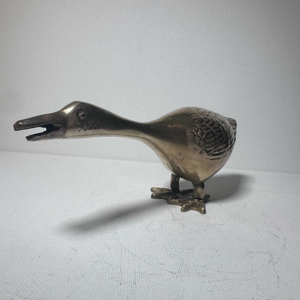Solid brass goose figurine vintage home decor